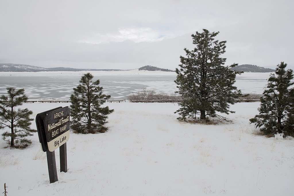 U.S. Department of Agriculture (USDA) Forest Service (FS) Apache-Sitgreaves National Forests Big Lake, in the Apache National Forest, 25 miles southwest of Eagar, AZ on Dec 7, 2018.
