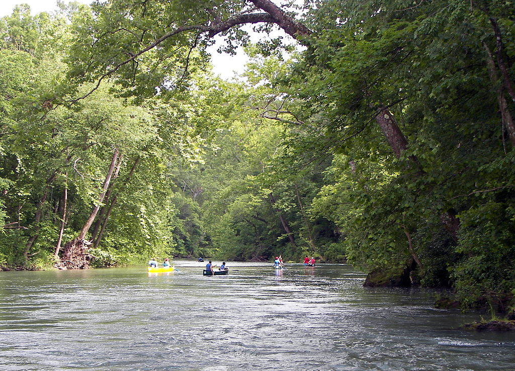 The upper Current River in the Ozarks of Shannon County in southern Missouri, between Welch Spring and Akers Ferry.