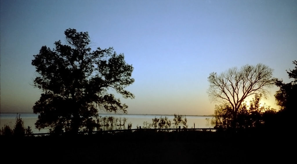 Sunset at the Devils Lake in North Dakota