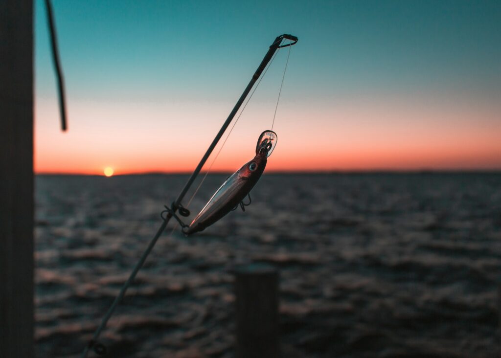 Fishing at sunset.