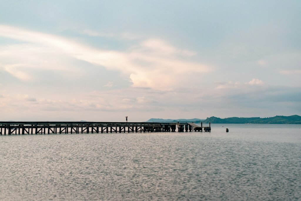 Wooden sea dock.