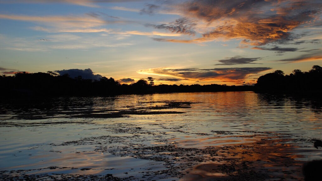 A stunning sunset over the Rio Negro in the Amazon Basin
