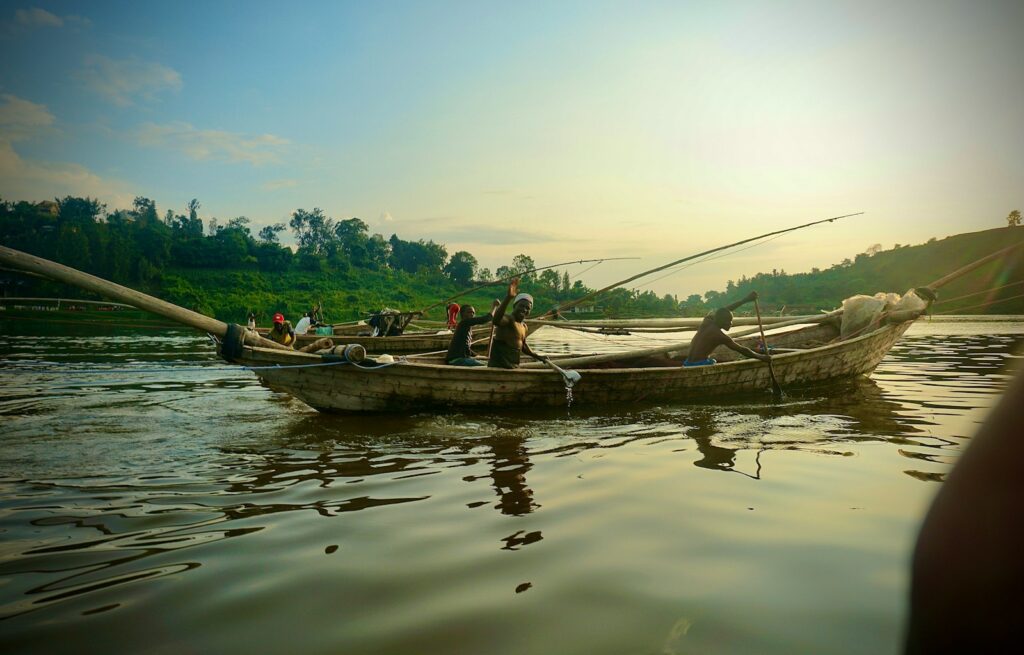 a group of people on a boat